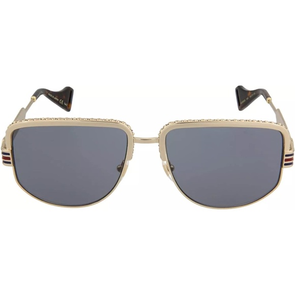 ❤️💚🆕GUCCI Sunglasses GG0585S 005 59mm Gold / Gray Lens Unisex Classic - Picture 3 of 9